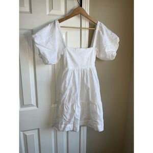 Oak Lane Small White Eyelet Puff Sleeve Smocked Dress